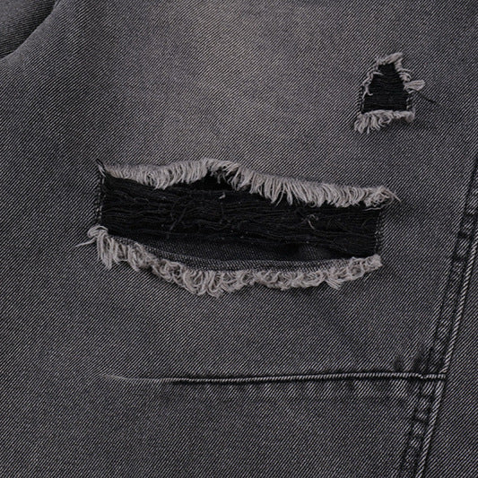 Washed ripped denim shorts