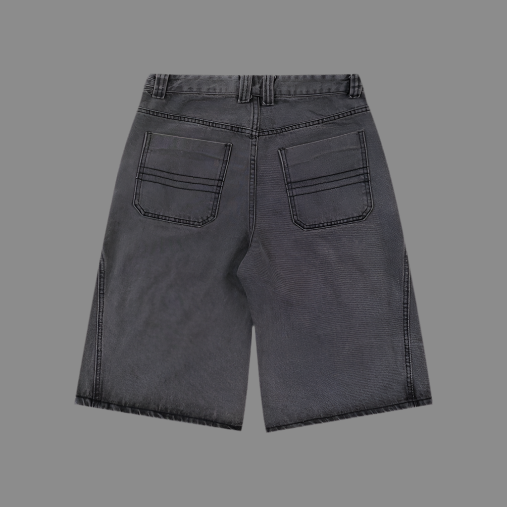 Washed ripped denim shorts